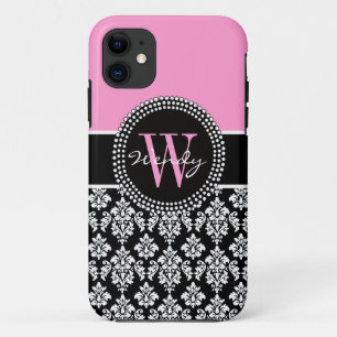 Personalisierter AnfängerDamast in rosa Schwarz Case-Mate iPhone Hülle