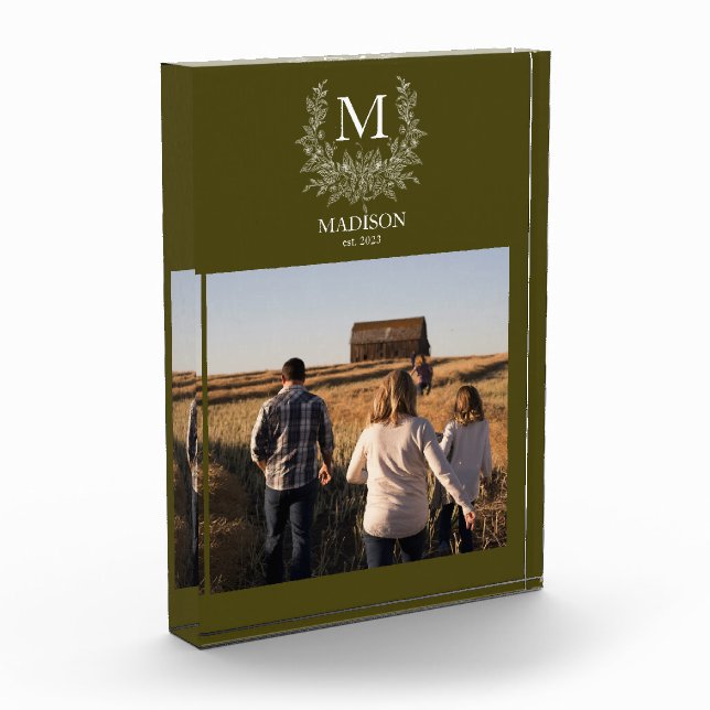 Personalisierter anfänglicher Foto-Block mit rusti Fotoblock (Links)