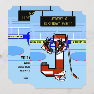 Personalisierter Anfangsbrief J Ice Hockey Einladung