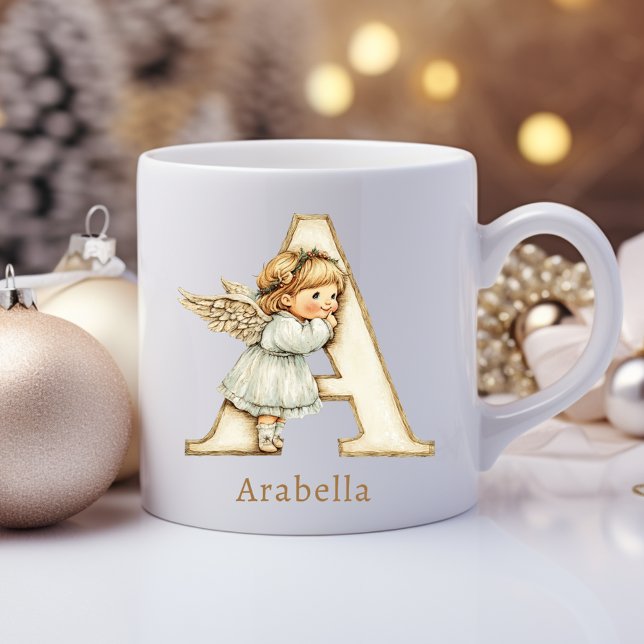 Personalisierter Anfangsbuchstabe A Weihnachtsenge Kaffeetasse (Personalized Monogram A Initial Christmas Angel Coffee Mug
)