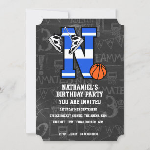 Personalisierter Anfangsbuchstabe Basketball Buchs Einladung