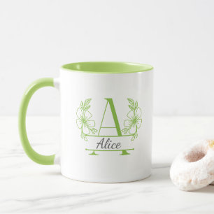 Personalisierter Anfangsbuchstabe Blumenmonogramm- Tasse