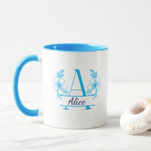 Personalisierter Anfangsbuchstabe Blumenmonogramm- Tasse