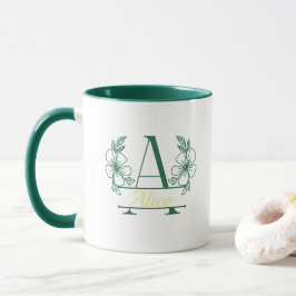 Personalisierter Anfangsbuchstabe Blumenmonogramm- Tasse