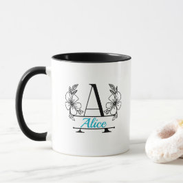Personalisierter Anfangsbuchstabe Blumenmonogramm- Tasse