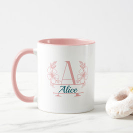 Personalisierter Anfangsbuchstabe Blumenmonogramm- Tasse
