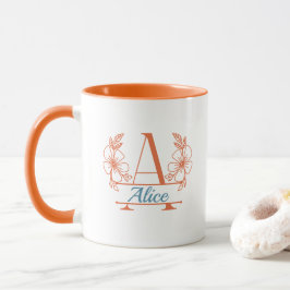 Personalisierter Anfangsbuchstabe Blumenmonogramm- Tasse