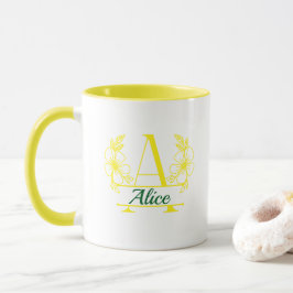 Personalisierter Anfangsbuchstabe Blumenmonogramm- Tasse