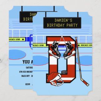 Personalisierter Anfangsbuchstabe D Eishockey Einladung