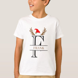 Personalisierter Anfangsbuchstabe F Weihnachtsmann T-Shirt