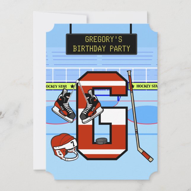 Personalisierter Anfangsbuchstabe G Eishockey Einladung (Vorderseite)