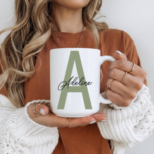 Personalisierter Anfangsbuchstabe Name Grüne Tasse