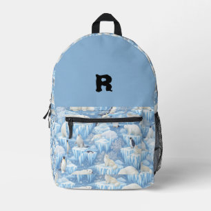 Personalisierter Anfangsbuchstabe 'R' Arktis-Tiere Bedruckter Rucksack