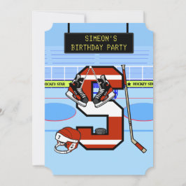 Personalisierter Anfangsbuchstabe S Ice Hockey Einladung