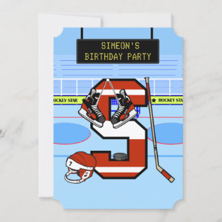 Personalisierter Anfangsbuchstabe S Ice Hockey Einladung