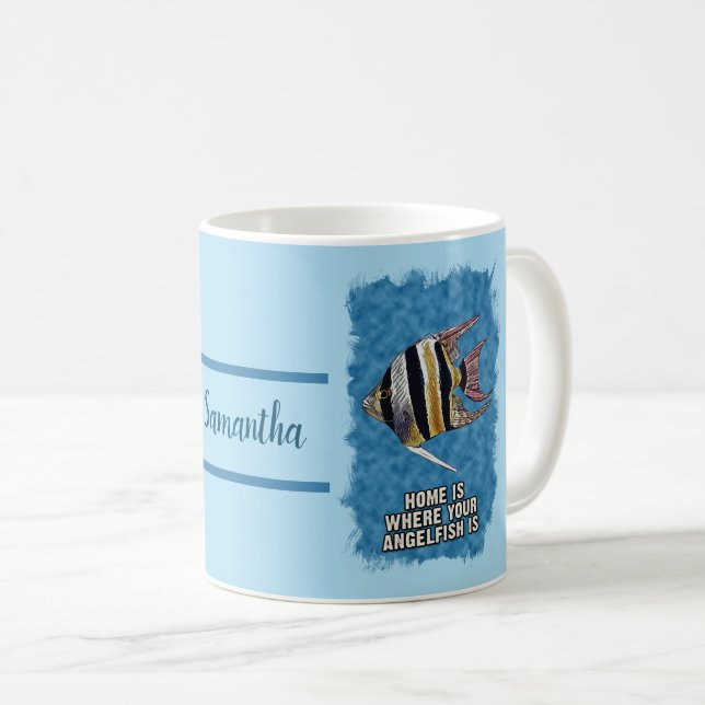 Personalisierter AngelFish Aquarium Geschenk für H Kaffeetasse (VorderseiteRechts)