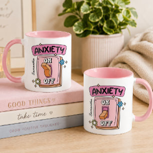 Personalisierter Angst Ein-Aus-Schalter Rosa Kaffe Tasse