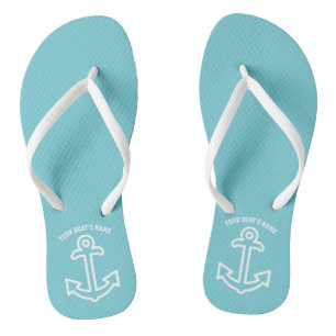 Personalisierter Anker Flip Flops Aqua Blue
