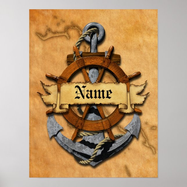 Personalisierter Anker und Rad Poster (Vorne)