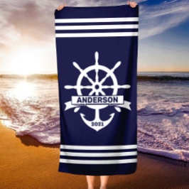 Personalisierter Anker - Wheel Nautical Beach Hand Strandtuch