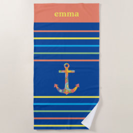 Personalisierter Ankerfarben Strandtuch