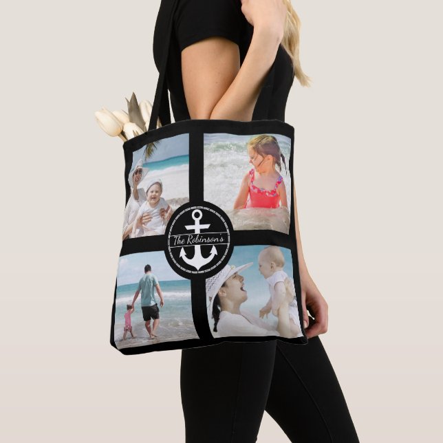 Personalisierter Ankerfoto Collage Black Tasche (Von Nahem)