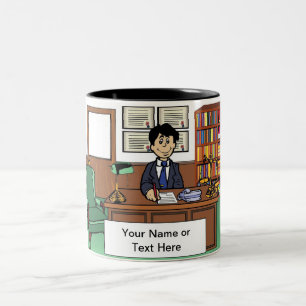 Personalisierter Anwalt, Anwalt, männlicher Cartoo Zweifarbige Tasse