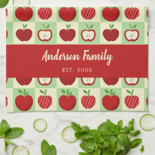 Personalisierter Apfel-Farmhouse-Herbst-Familiensc Geschirrtuch