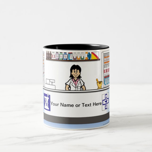 Personalisierter Apotheker - Cartoon Zweifarbige Tasse (Mittel)