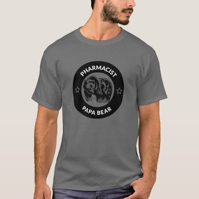 Personalisierter Apotheker Papa Bear T-Shirt (Vorderseite)