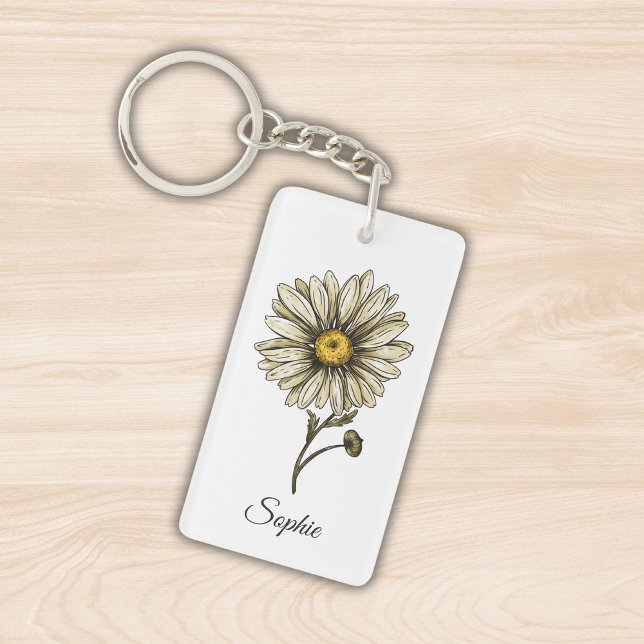 Personalisierter April Geburtshaus Blume Daisy Sch Schlüsselanhänger (Von Creator hochgeladen)