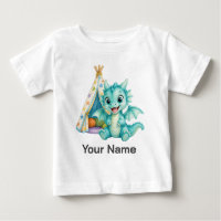 Personalisierter Aqua-Baby-Drache spielt mit Zelt