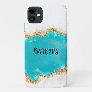 Personalisierter Aquamariner Glitzer Case-Mate iPhone Hülle