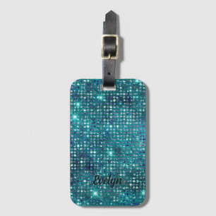 Personalisierter Aquamariner Glitzer Gepäckanhänger