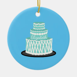 Personalisierter Aquamariner Kuchen Keramik Ornament
