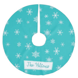 Personalisierter Aquamariner Snowflake Weihnachtsr Polyester Weihnachtsbaumdecke