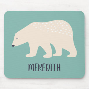 Personalisierter aquamariner und polarer Sahnebär Mousepad