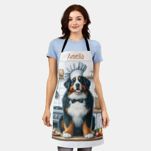 Personalisierter Aquarell Berner Sennenhund Koch Schürze