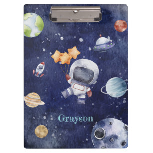 Personalisierter Aquarellstrahlerplanet Klemmbrett