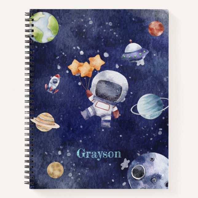 Personalisierter Aquarellstrahlerplanet Notizbuch (Vorderseite)