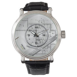 personalisierter Architekt plant Lederuhr Armbanduhr
