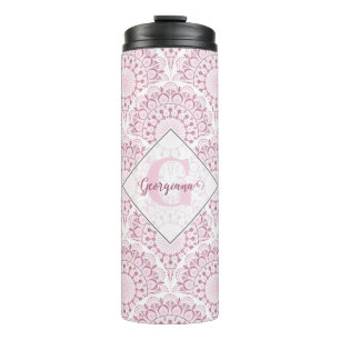 Personalisierter Art Deco Rosa Konfetti-Spitzen-Ma Thermosbecher