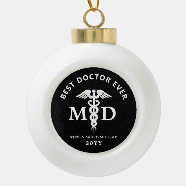 Personalisierter Arzt Beruflich Weihnachten Keramik Kugel-Ornament (Vorderseite)