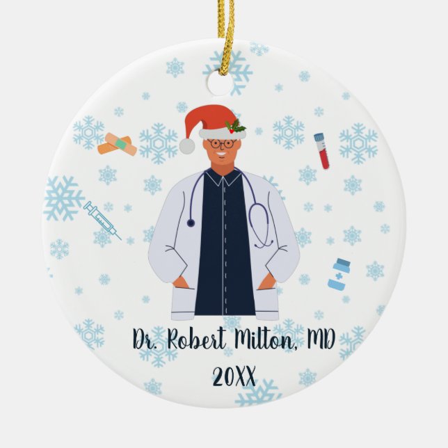Personalisierter Arzt, Krankenschwester, Weihnacht Keramik Ornament (Vorne)