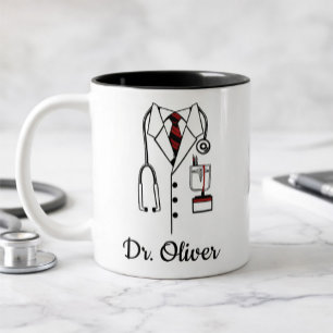 Personalisierter Arzt – Medizinischer Mantel & Ste Zweifarbige Tasse