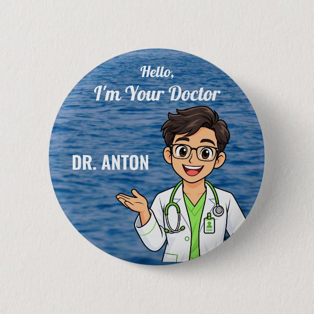 Personalisierter Arzt-Name-Button für Männer Button (Vorderseite)