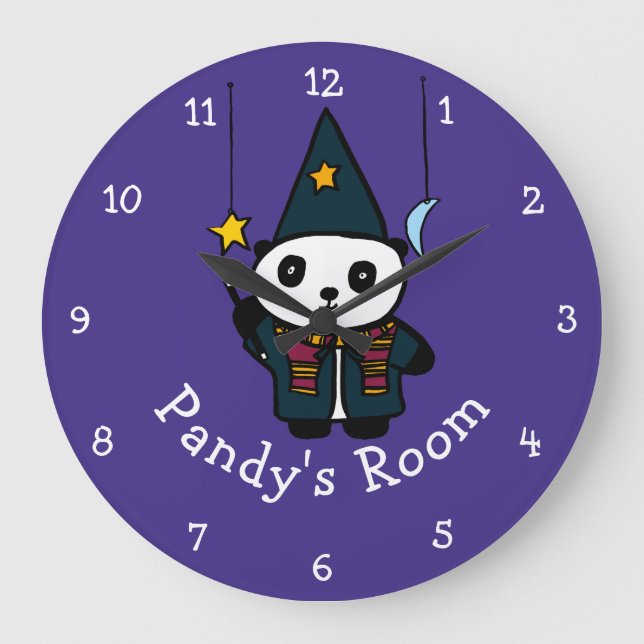 Personalisierter Assistent Pandy Panda Große Wanduhr (Vorderseite)