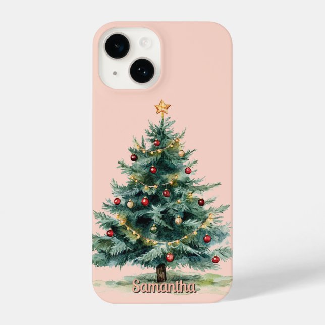Personalisierter, ästhetischer WeihnachtstelefonCa iPhone 14 Hülle (Rückseite)