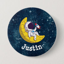 Personalisierter Astronaut auf dem Mond mit Rakete