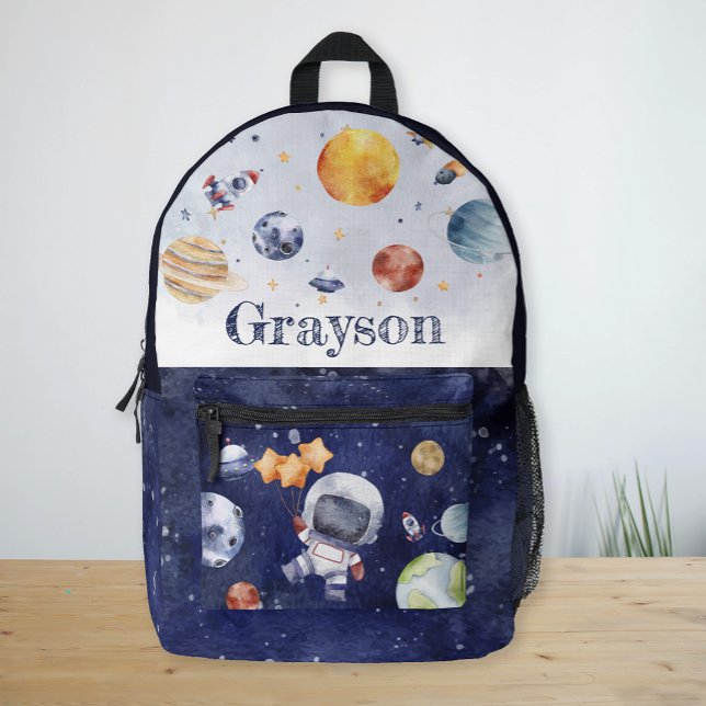 Personalisierter Astronautenplanet Galaxie Kinder Bedruckter Rucksack (Personalized Astronaut Planet Galaxy Kids Printed Backpack)